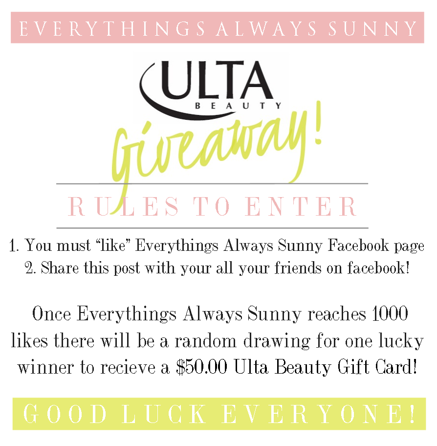 Facebook $50.00 Ulta Beauty Gift Card Giveaway!