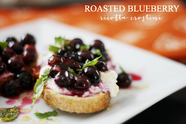 Roasted Blueberry Ricotta Crostini