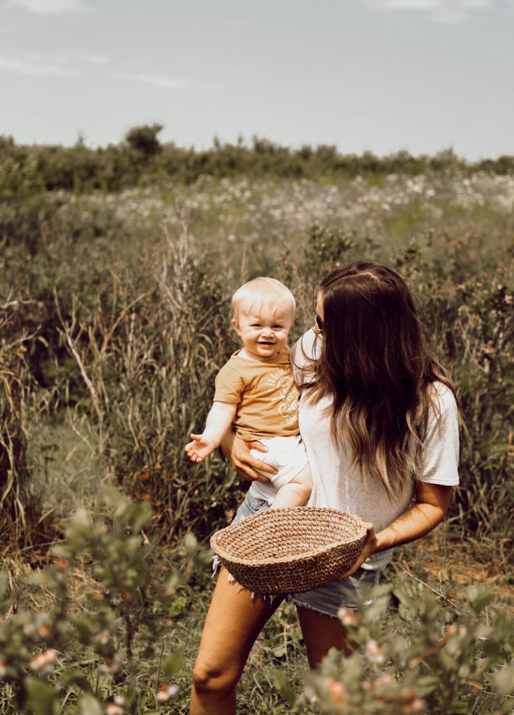 Mom and Baby in Blueberry Farm