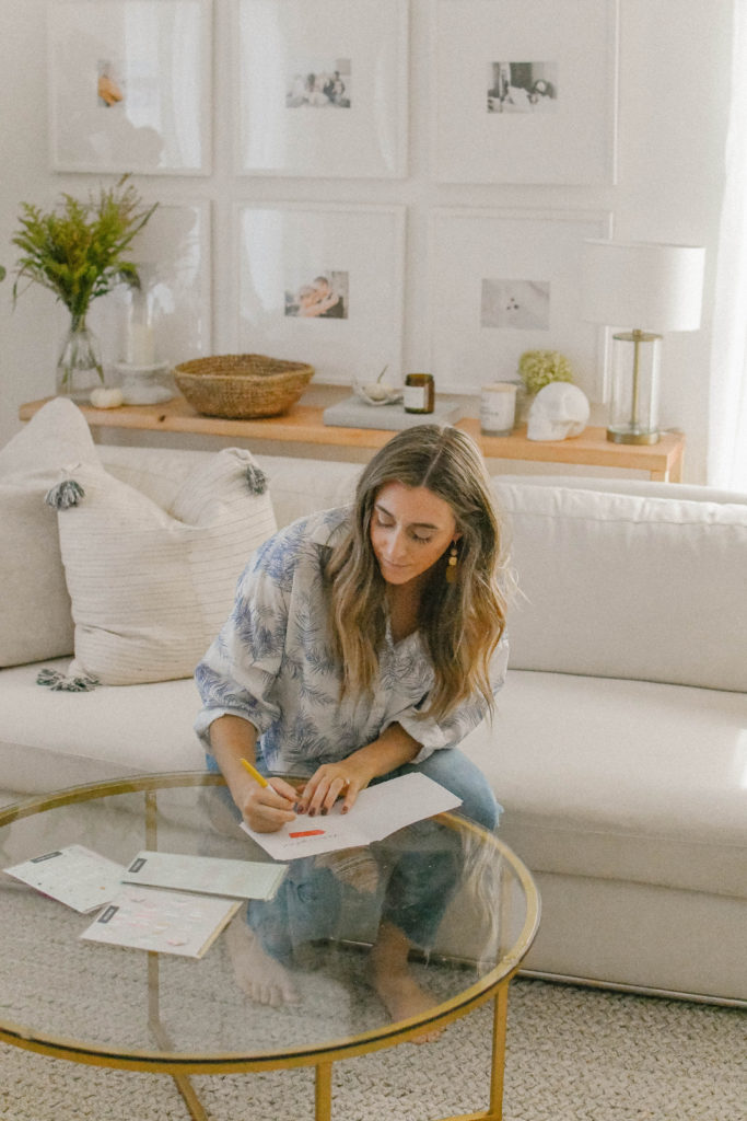 Girl sitting in living room